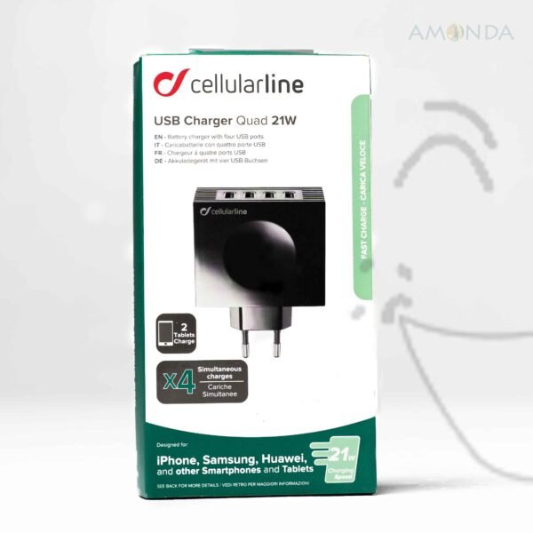 Chargeur cellularline 21W 4 port usb